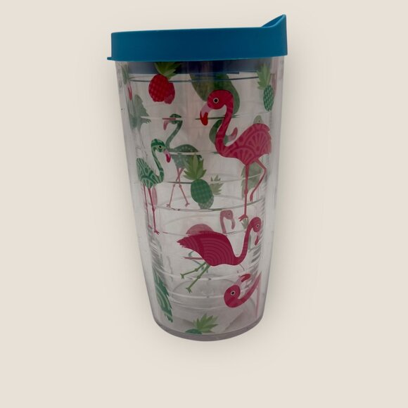 Tervis 16oz Flamingo Pattern Insulated Tumbler With Blue Lid New - Picture 3 of 6